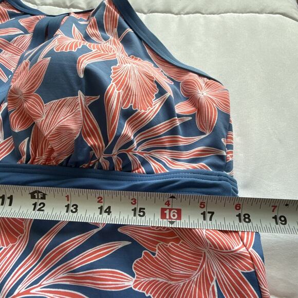 Lands' End Size 16D Modest High Neck Keyhole Floral Tankini Top Slimming - Picture 11 of 11